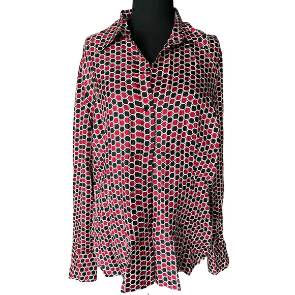 Ann Taylor Tops - Ann Taylor Red and Black Geometric Blouse